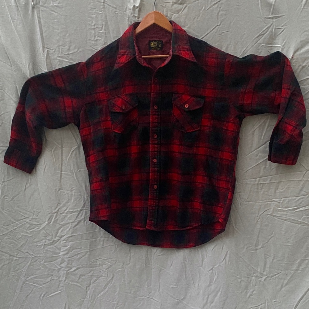 Red Black & Green Plaid Men's Wool Shirt